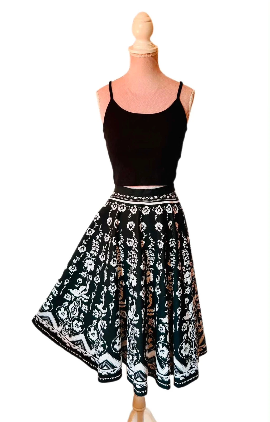 🖤🌿Vintage 2000s katoenen dansende rok barok bohemien folk chic Full circle rok 36/38🌿🖤 – photo 12
